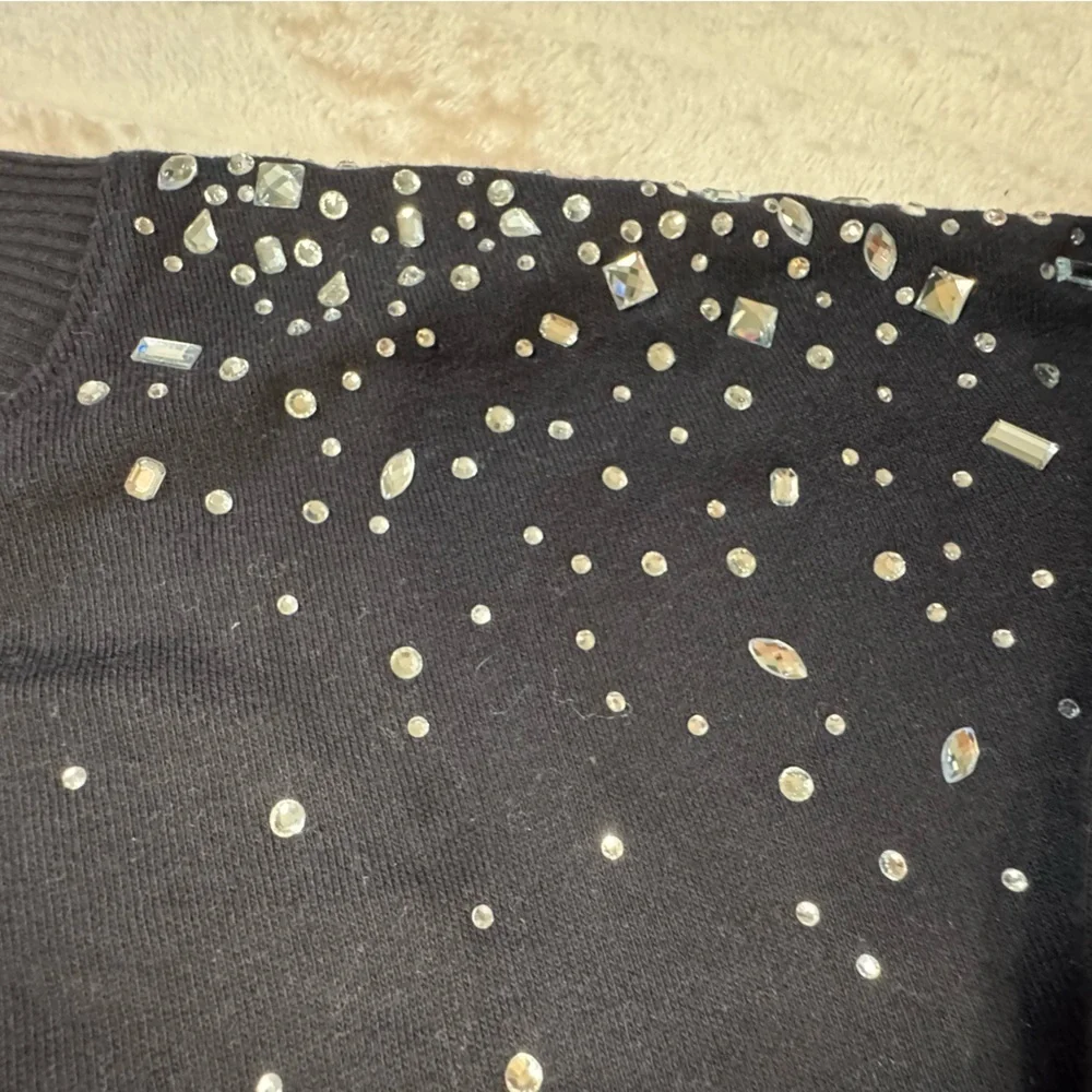 Truth Black Lightweight Sweater with Jeweled Accents - Picture 4 of 5